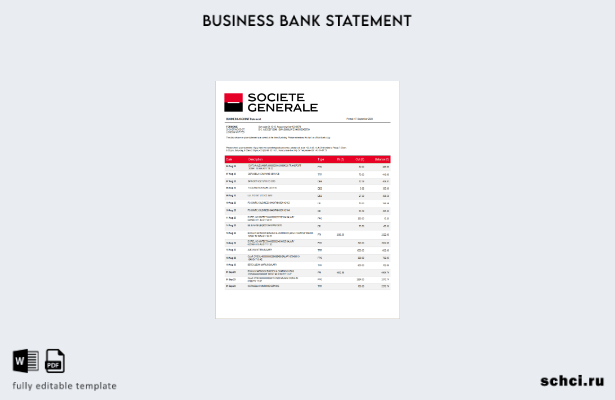цифровая загрузка выписки по счету фирмы в банке Societe Generale Шаблон в форма